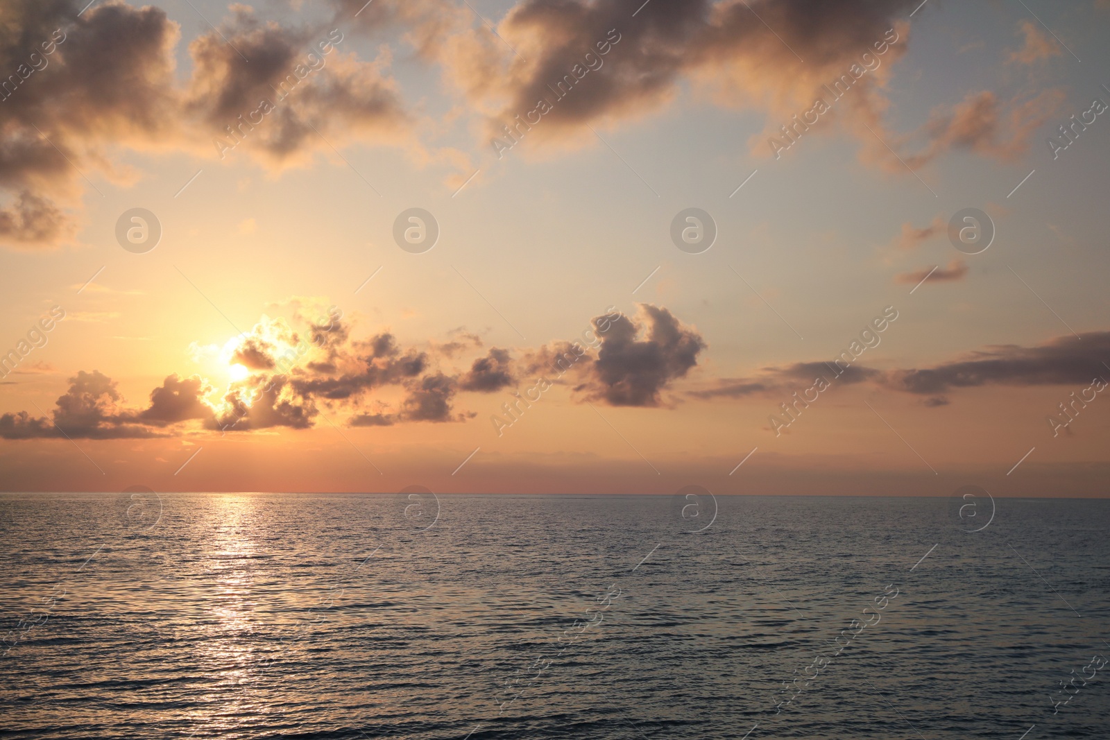 Photo of Picturesque view of beautiful sea and people parasailing at sunset