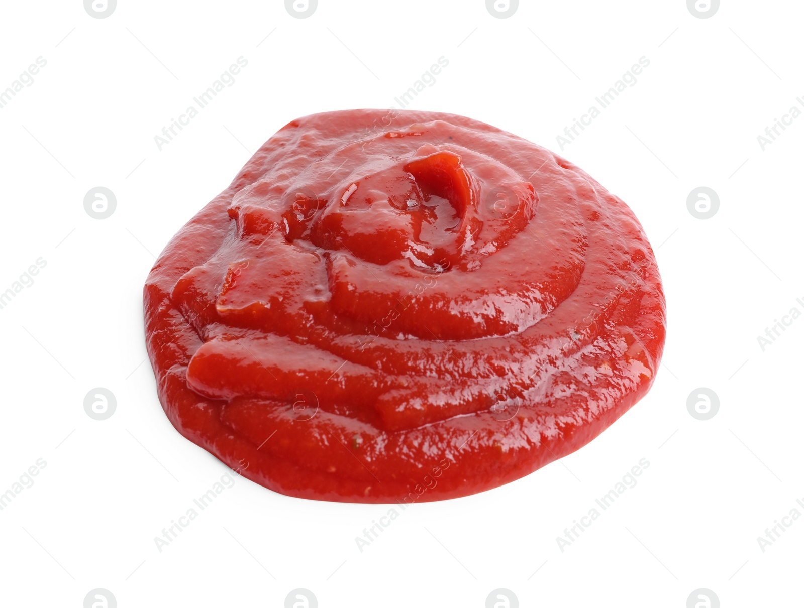 Photo of Tasty ketchup isolated on white. Tomato sauce