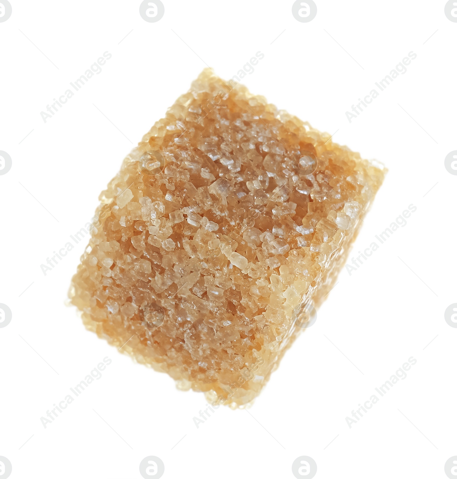 Photo of One brown sugar cube isolated on white