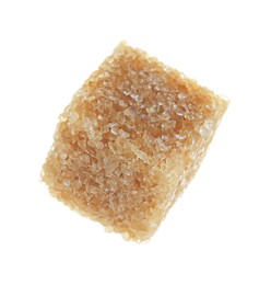 Photo of One brown sugar cube isolated on white