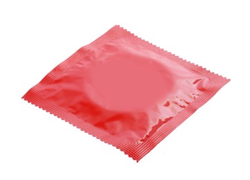 Photo of Condom package isolated on white. Safe sex