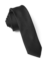 Classic black male necktie isolated on white