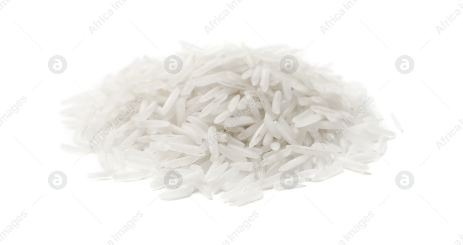 Photo of Pile of raw basmati rice isolated on white