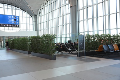 ISTANBUL, TURKEY - AUGUST 13, 2019: waiting area in new airport terminal