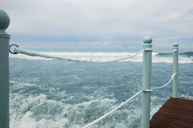 Photo of Beautiful sea with waves, view from pier