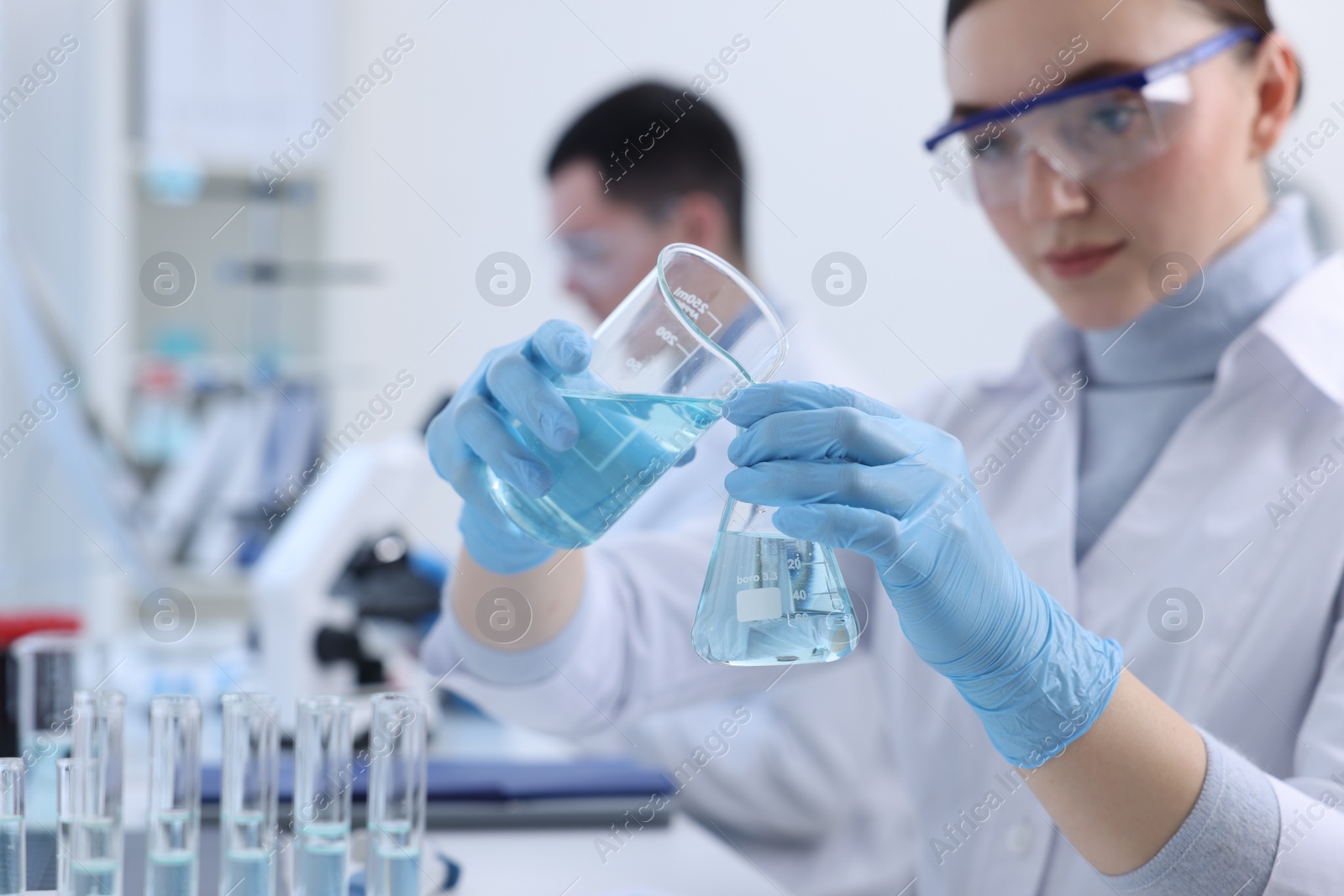 Photo of Scientists working with samples in laboratory. Medical research