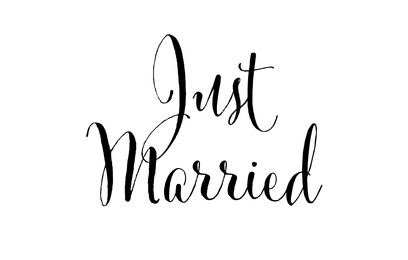 Image of Text Just Married on white background. Wedding day