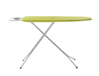 Photo of Modern empty ironing board on white background