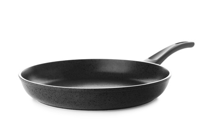 Photo of Modern clean frying pan isolated on white