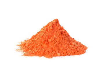 Orange powder dye on white background. Holi festival