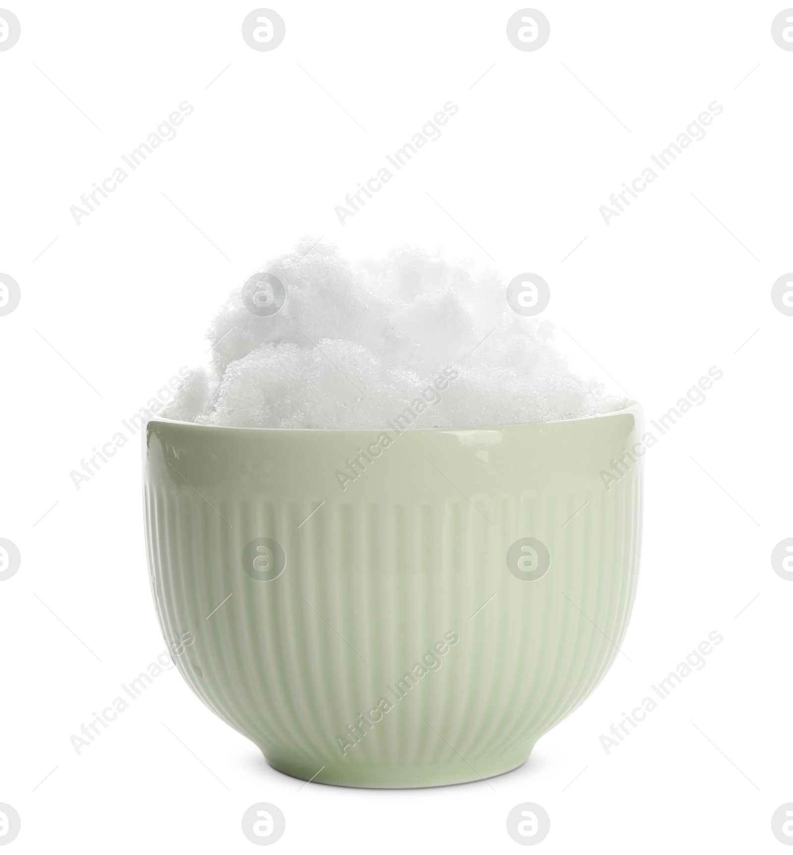 Photo of Snow ice cream in bowl on white background