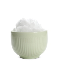 Photo of Snow ice cream in bowl on white background