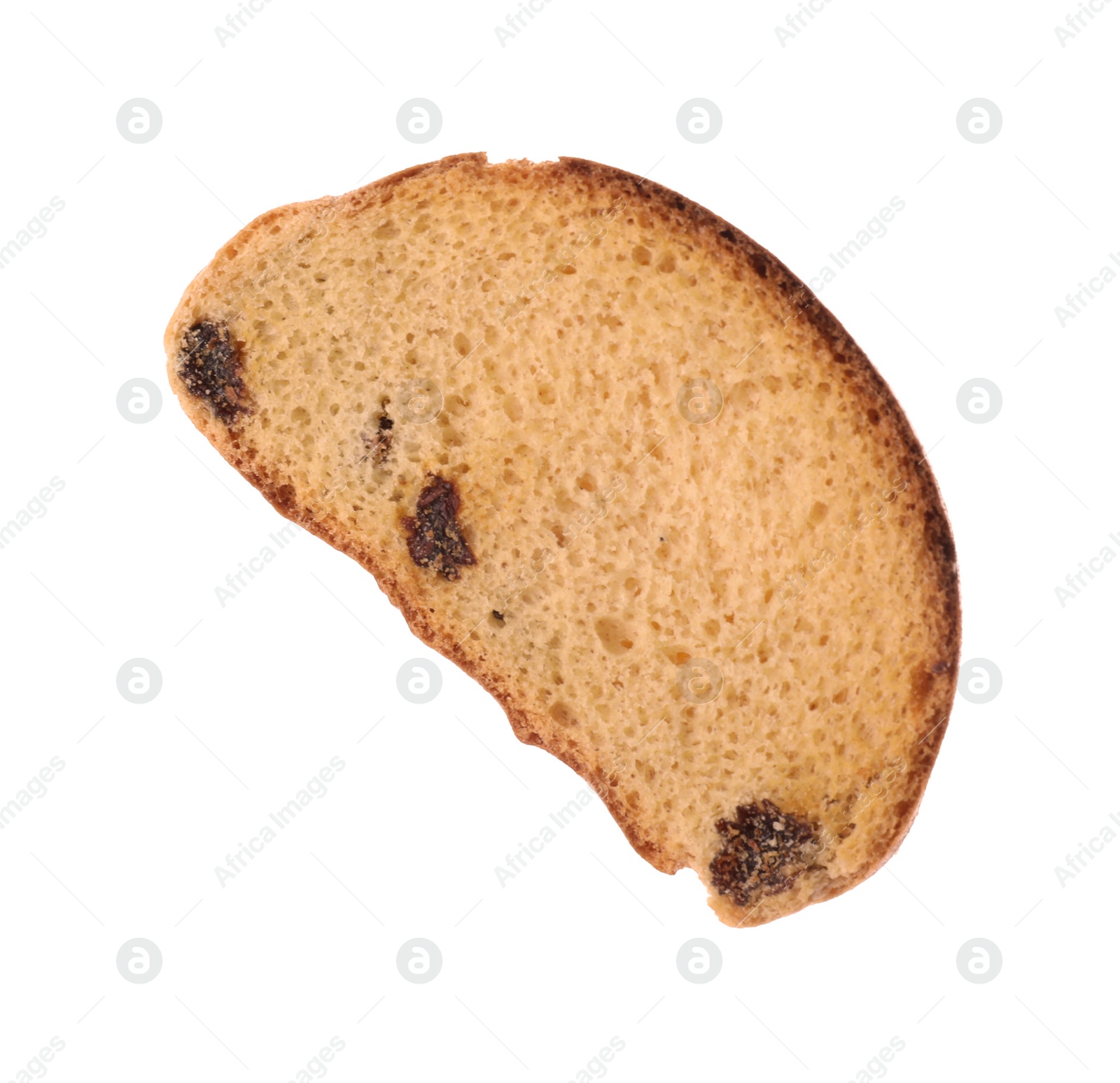 Photo of Sweet hard chuck cracker with raisins on white background