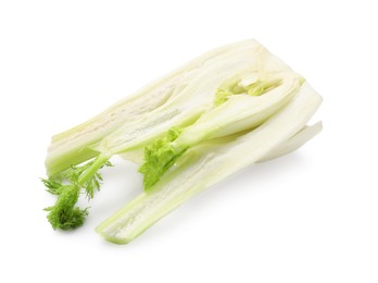 Photo of Cut raw fennel bulb isolated on white