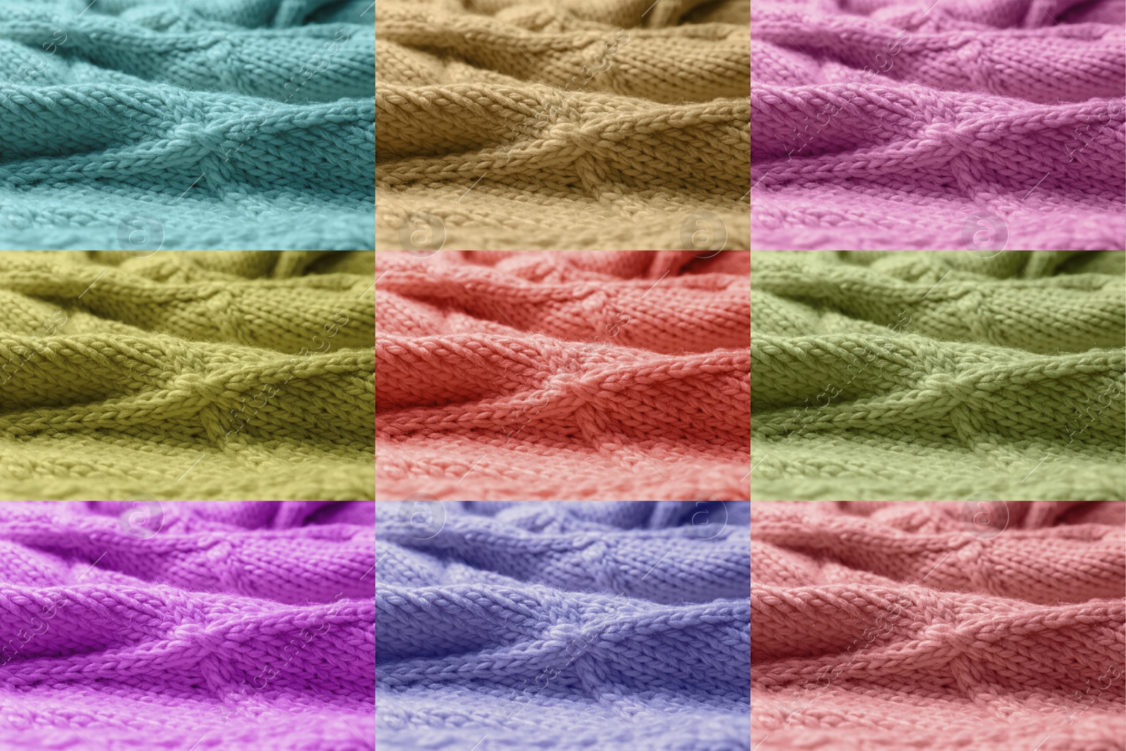 Image of Samples of different wool, collage. Color palette