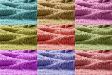 Image of Samples of different wool, collage. Color palette