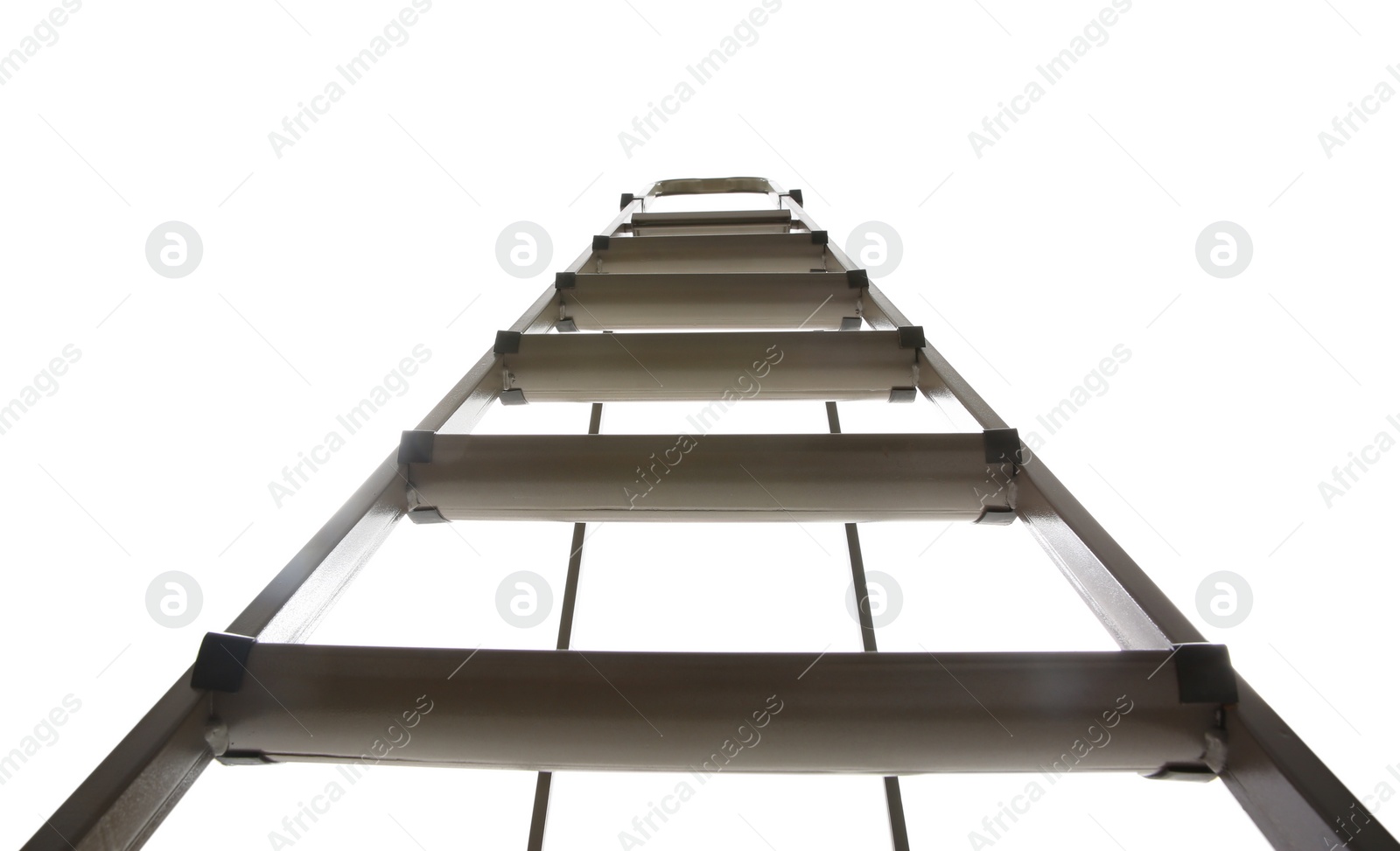 Photo of Metal stepladder isolated on white, low angle view