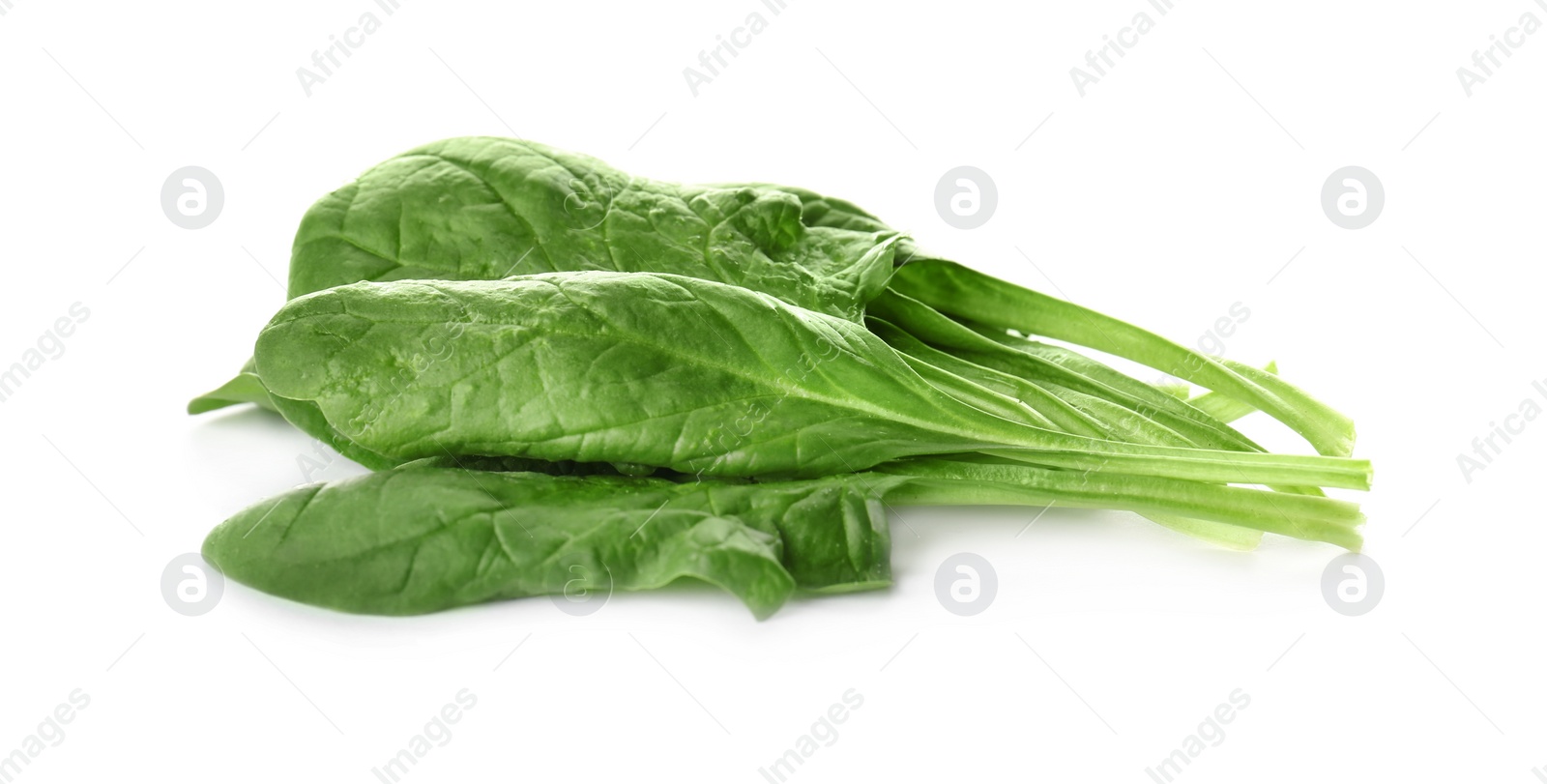 Photo of Fresh green healthy spinach leaves isolated on white