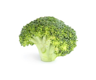 Photo of Fresh green broccoli on white background. Organic food