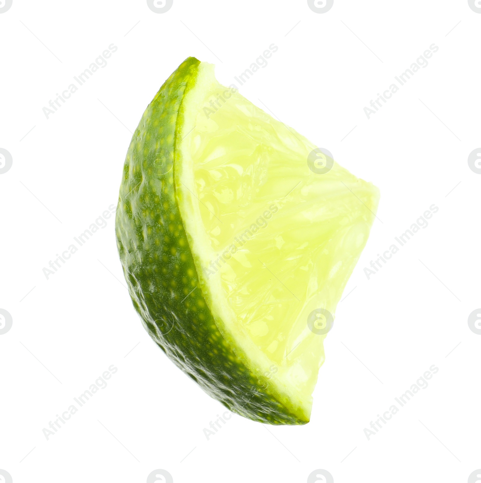 Photo of Piece of fresh green ripe lime isolated on white
