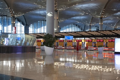 ISTANBUL, TURKEY - AUGUST 13, 2019: Interior of new airport terminal