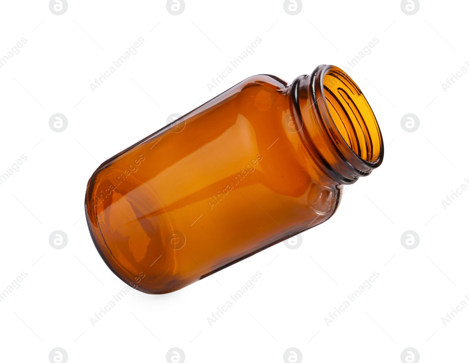 Photo of Blank glass pill bottle isolated on white