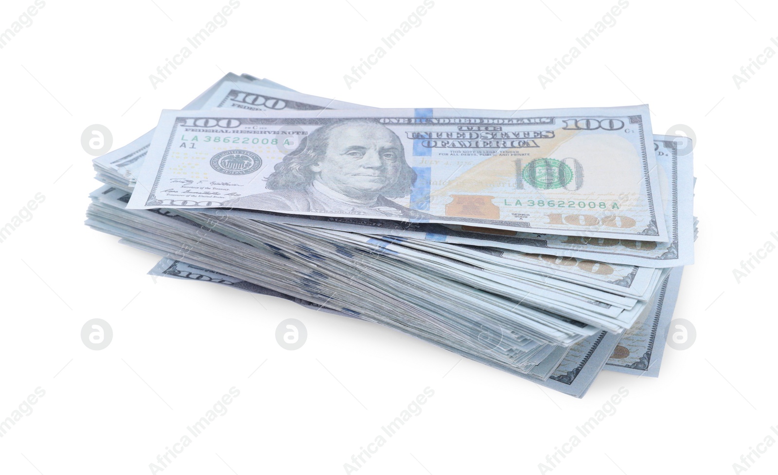 Photo of Dollar banknotes isolated on white. American national currency