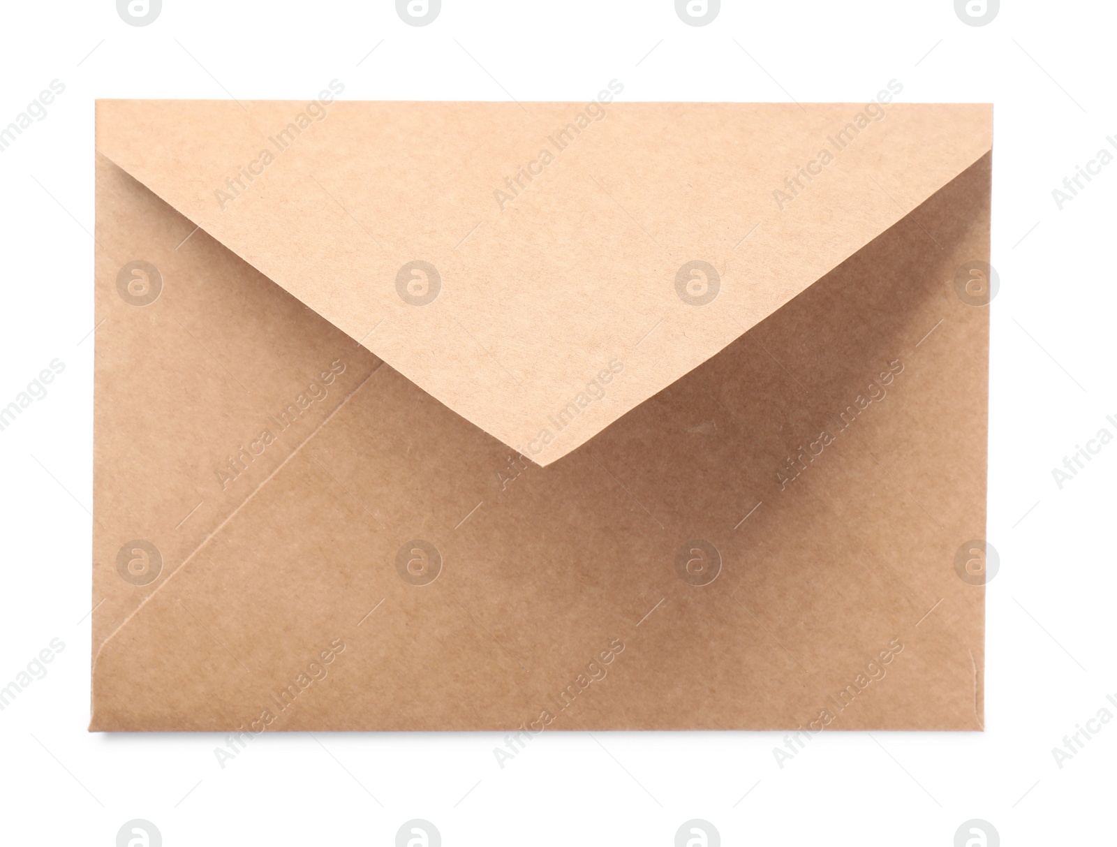 Photo of One kraft letter envelope isolated on white