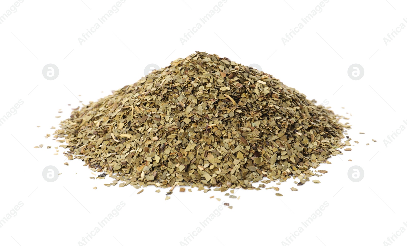 Photo of Pile of aromatic mate tea isolated on white