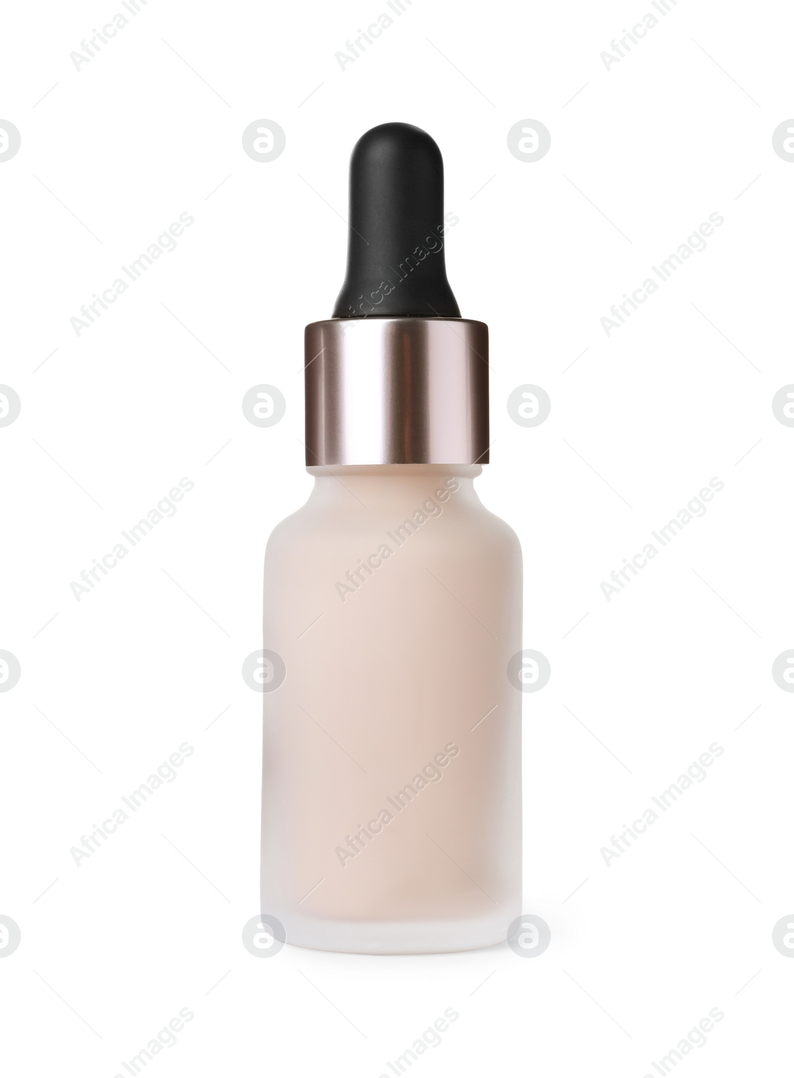 Photo of Bottle of skin foundation isolated on white. Makeup product