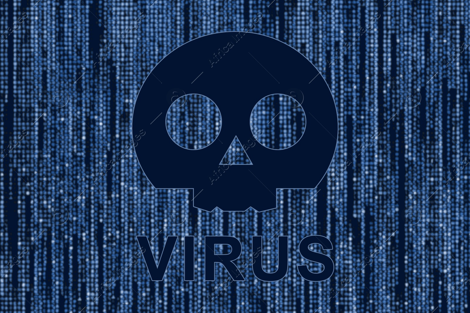 Illustration of Warning about virus attack to protect information. Illustration