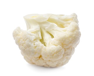 Cut fresh raw cauliflower on white background