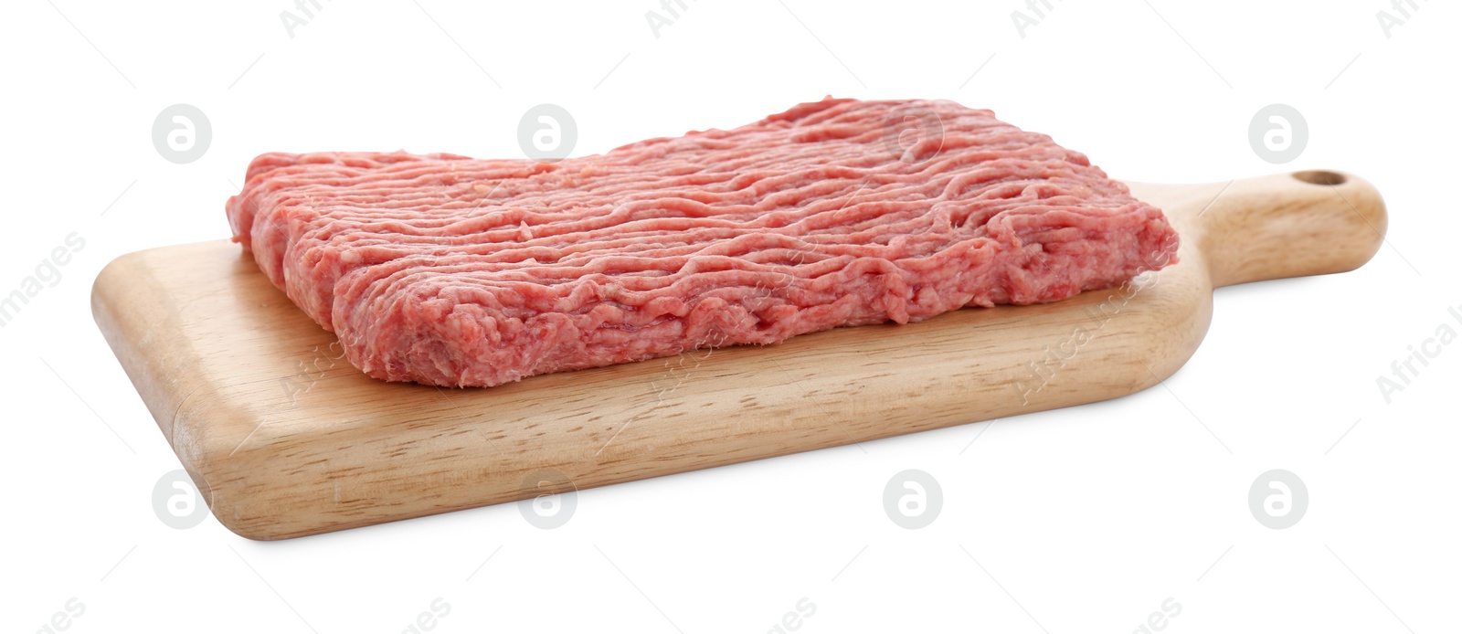 Photo of Raw fresh minced meat isolated on white