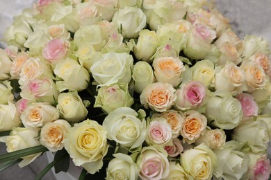 Bouquet of different beautiful roses, closeup view