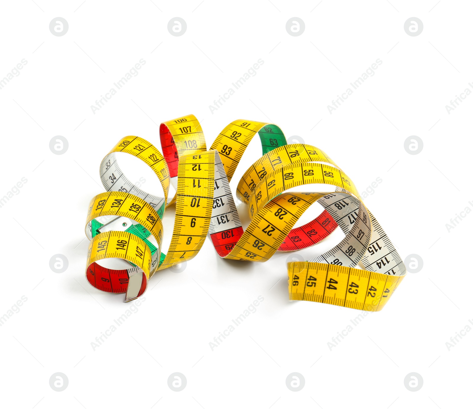 Photo of Measuring tape on white background