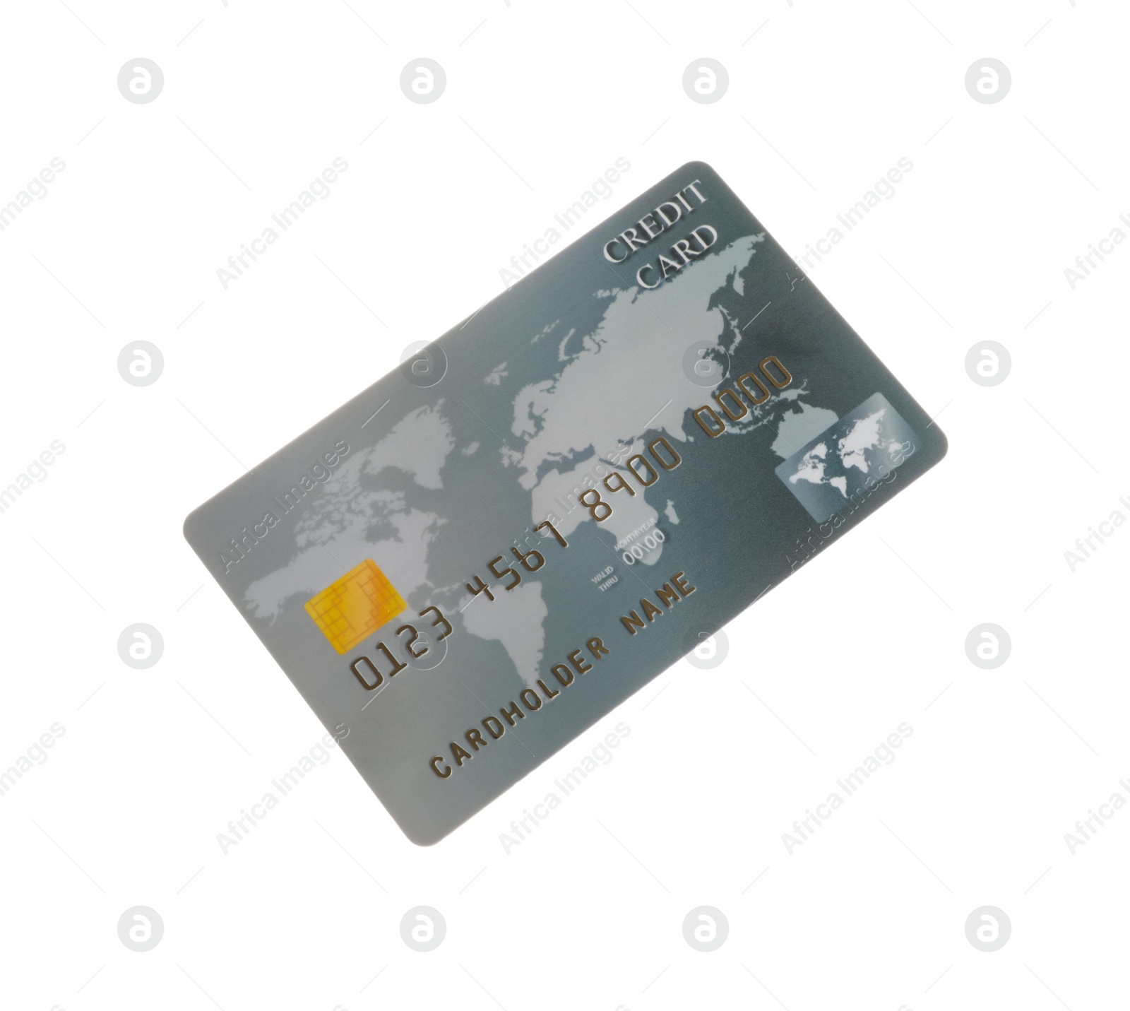 Photo of Grey plastic credit card isolated on white