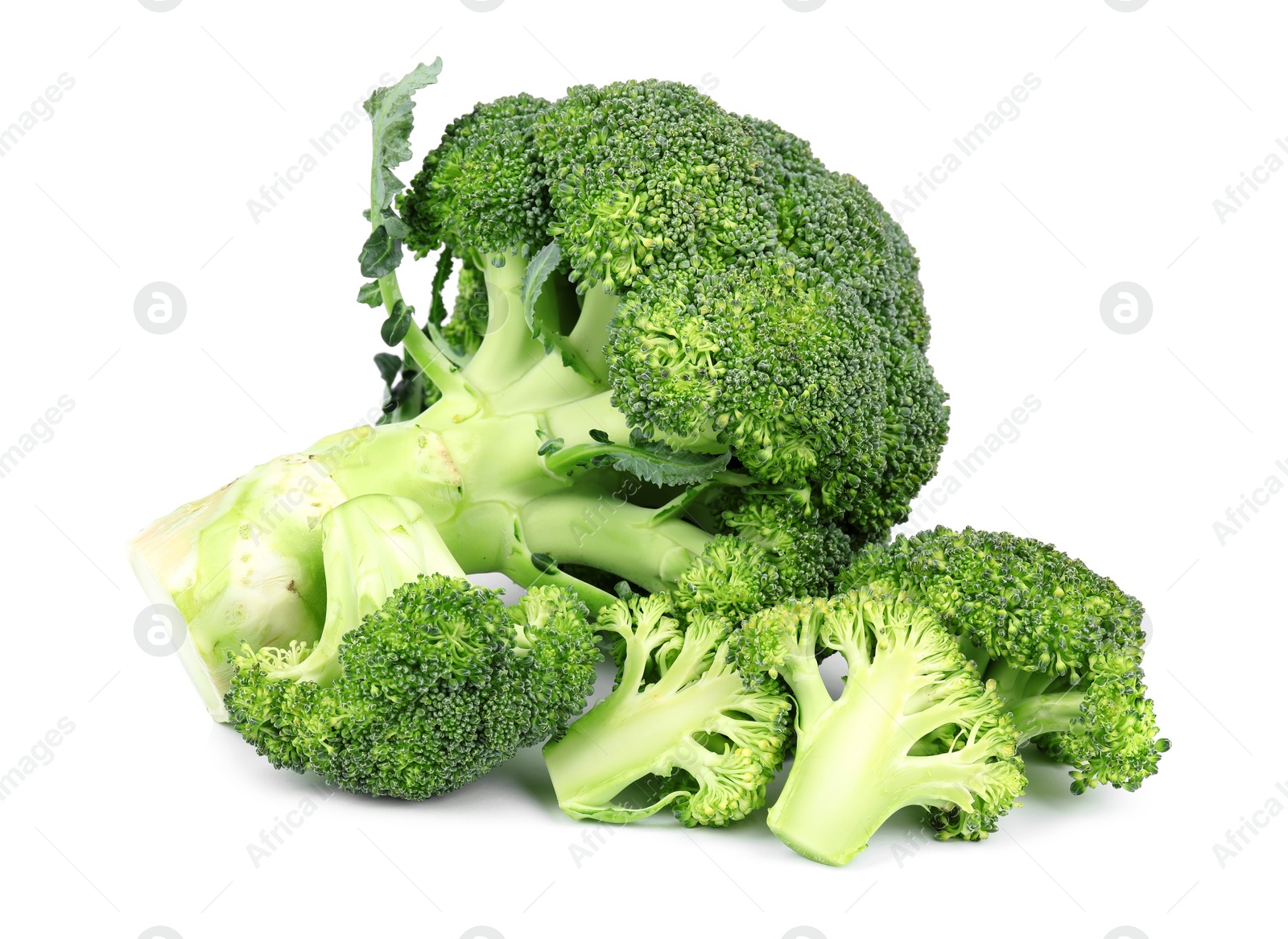 Photo of Fresh green broccoli on white background. Organic food