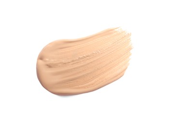 Photo of Smear of skin foundation isolated on white, top view