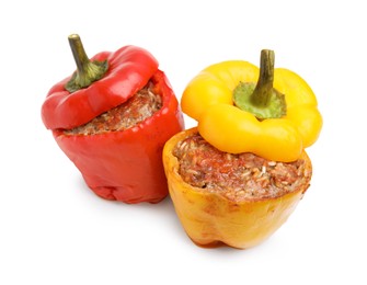 Photo of Delicious stuffed bell peppers isolated on white