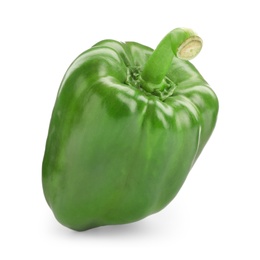 Ripe green bell pepper on white background