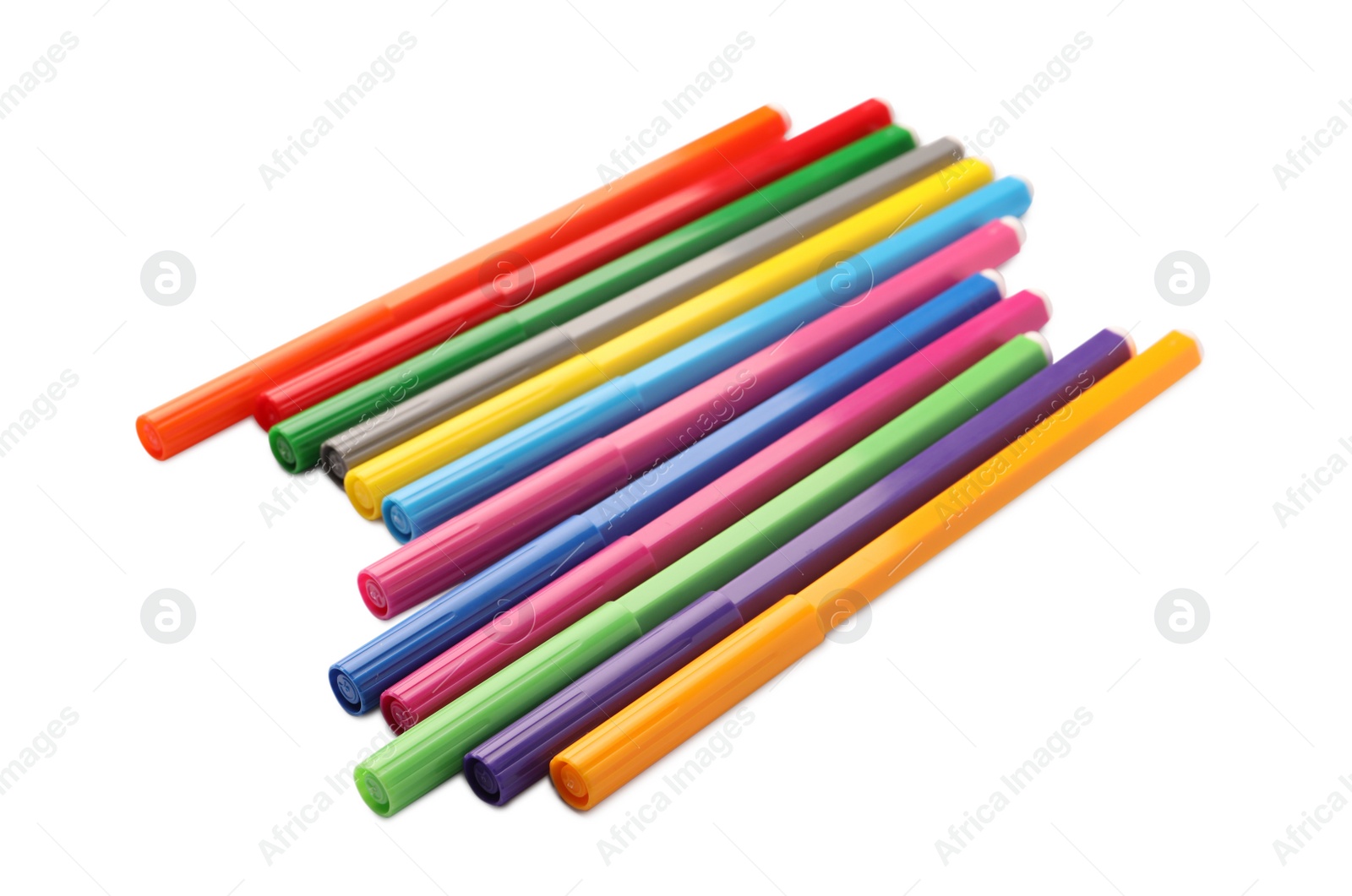 Photo of Many bright colorful markers isolated on white