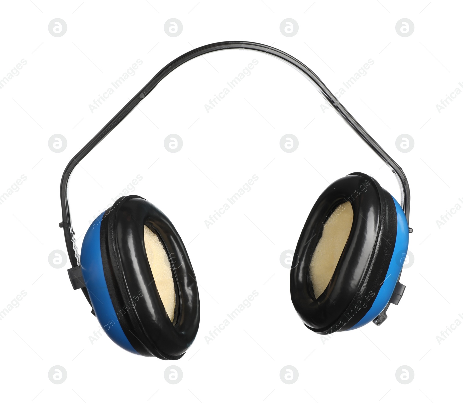 Photo of Protective headphones isolated on white. Safety equipment