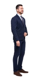 Photo of Handsome bearded businessman in suit on white background