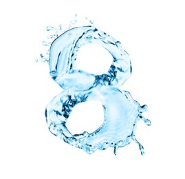Number eight made of water on white background