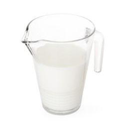 Glass jug with fresh milk isolated on white