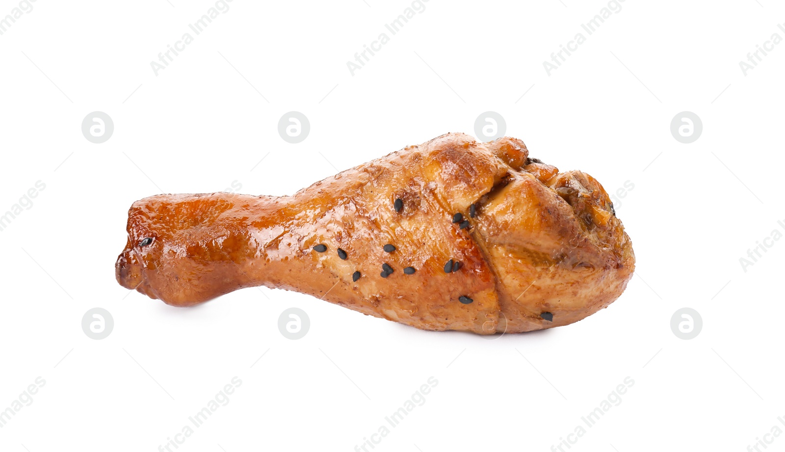 Photo of Chicken leg glazed with soy sauce isolated on white