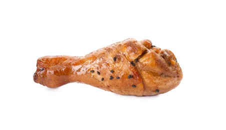 Chicken leg glazed with soy sauce isolated on white