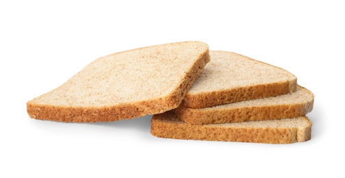 Photo of Slices of wheat bread isolated on white