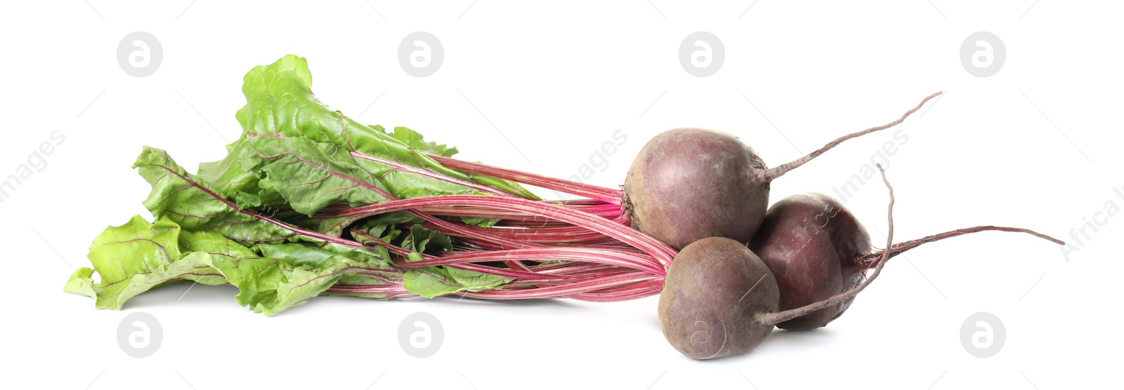 Photo of Raw ripe beets with leaves isolated on white