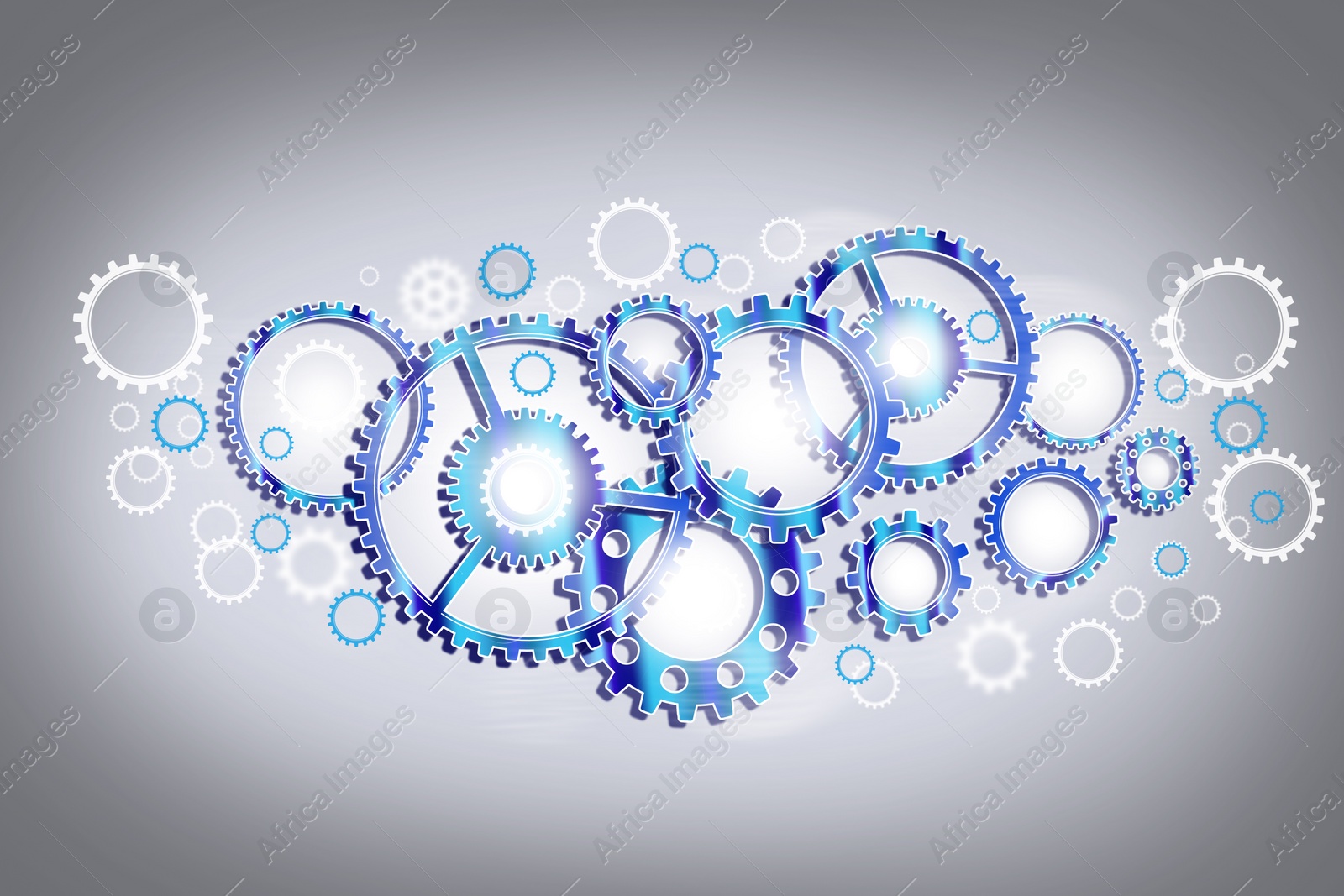 Illustration of  gear mechanism on grey background